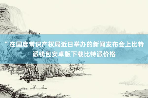 ”在国度常识产权局近日举办的新闻发布会上比特派钱包安卓版下载比特派价格