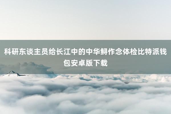 科研东谈主员给长江中的中华鲟作念体检比特派钱包安卓版下载