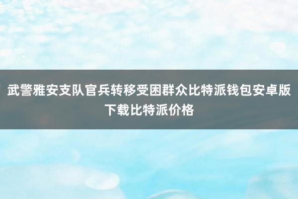 武警雅安支队官兵转移受困群众比特派钱包安卓版下载比特派价格