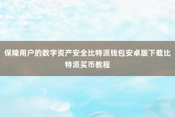 保障用户的数字资产安全比特派钱包安卓版下载比特派买币教程