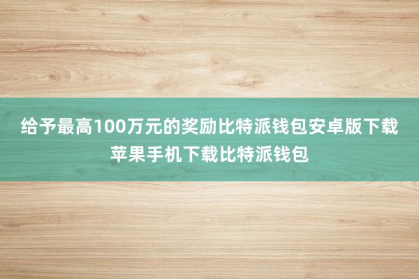 给予最高100万元的奖励比特派钱包安卓版下载苹果手机下载比特派钱包