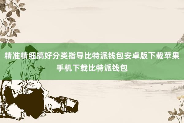 精准精细搞好分类指导比特派钱包安卓版下载苹果手机下载比特派钱包