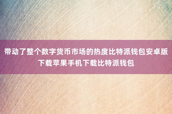 带动了整个数字货币市场的热度比特派钱包安卓版下载苹果手机下载比特派钱包