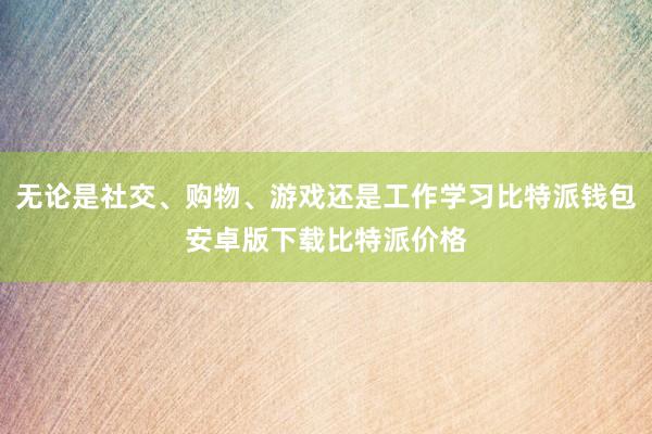 无论是社交、购物、游戏还是工作学习比特派钱包安卓版下载比特派价格