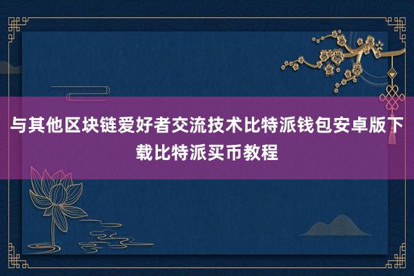 与其他区块链爱好者交流技术比特派钱包安卓版下载比特派买币教程