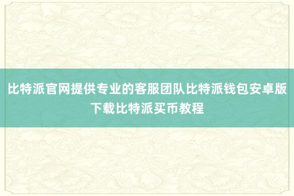 比特派官网提供专业的客服团队比特派钱包安卓版下载比特派买币教程