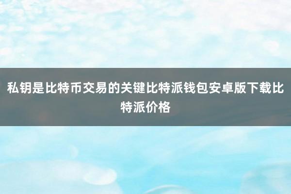 私钥是比特币交易的关键比特派钱包安卓版下载比特派价格