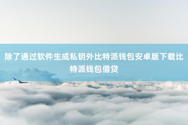 除了通过软件生成私钥外比特派钱包安卓版下载比特派钱包借贷