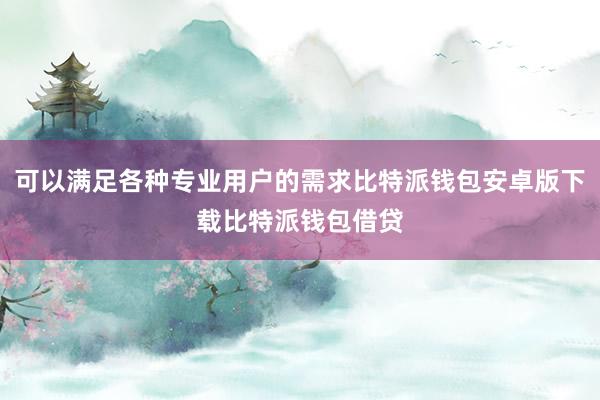 可以满足各种专业用户的需求比特派钱包安卓版下载比特派钱包借贷