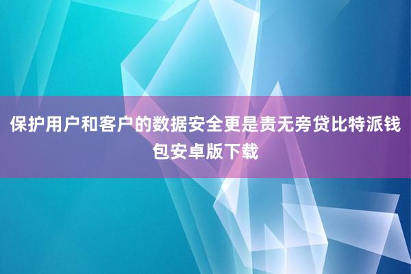 保护用户和客户的数据安全更是责无旁贷比特派钱包安卓版下载