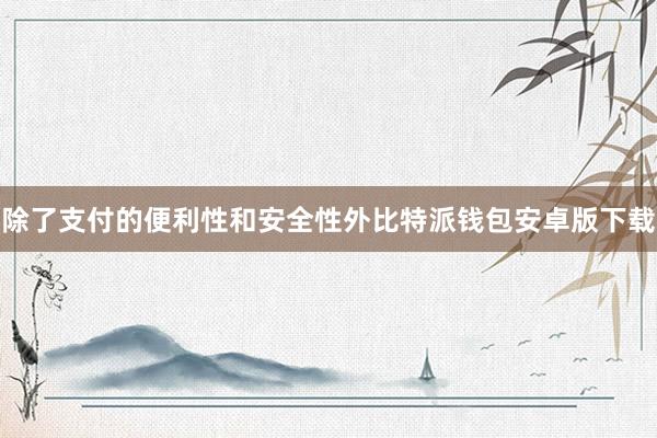 除了支付的便利性和安全性外比特派钱包安卓版下载