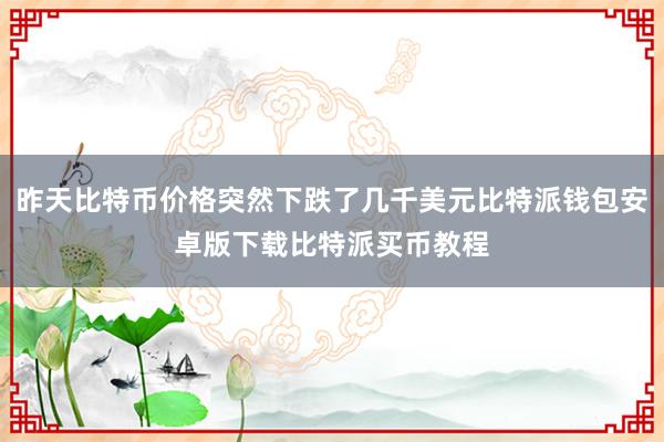 昨天比特币价格突然下跌了几千美元比特派钱包安卓版下载比特派买币教程