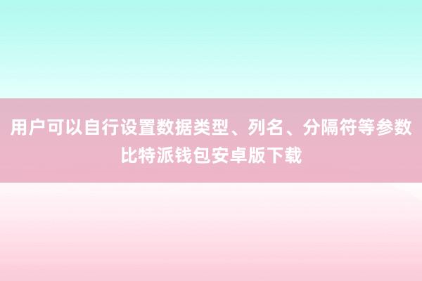 用户可以自行设置数据类型、列名、分隔符等参数比特派钱包安卓版下载